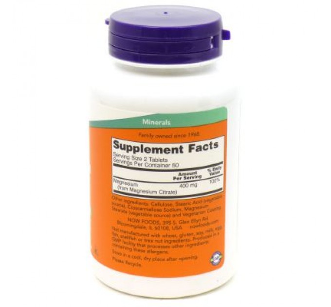 Now Foods Мінерали Now Foods Цитрат Магнію 200мг, 100 таблеток (NF1290)
