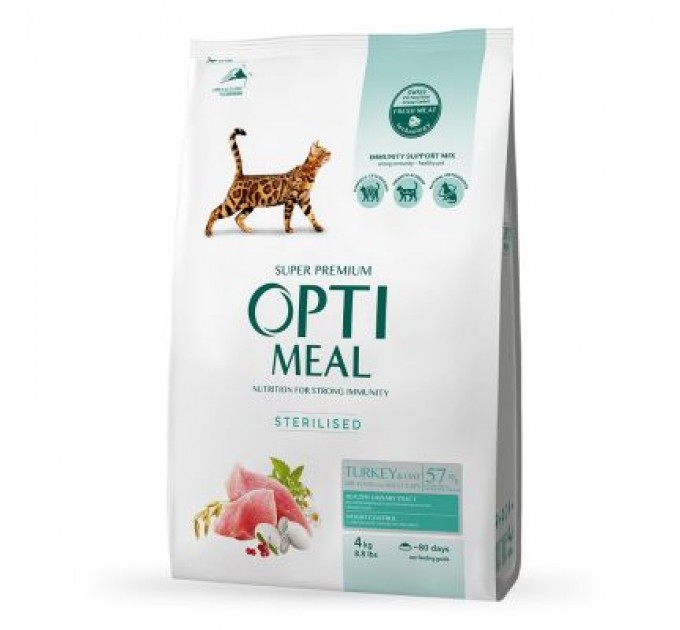 Optimeal Сухий корм для кішок Optimeal для стерилізованих/кастрованих індичка та овес 4 кг (B1840601)
