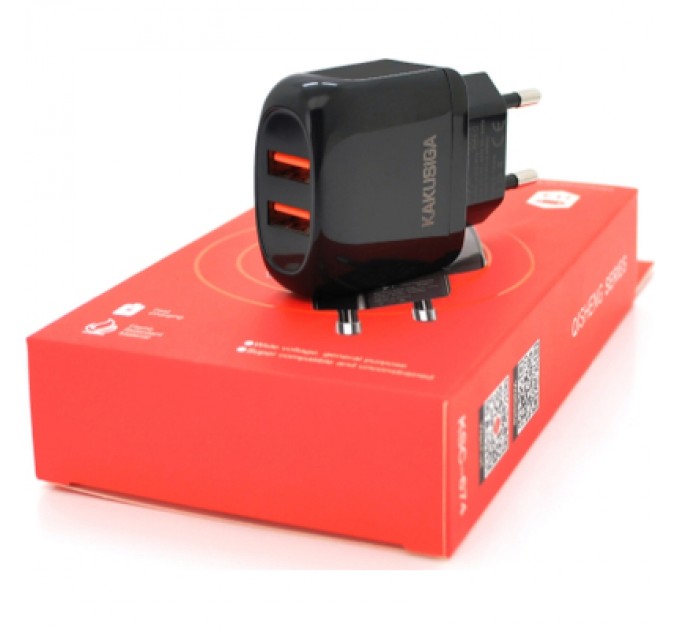 KAKUSIGA Зарядний пристрій KAKUSIGA 2xUSB 12W black (KSC-674-QISHENG-B)
