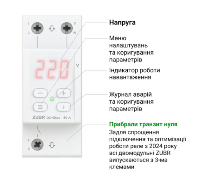 ZUBR Реле напруги ZUBR D2-32 red (4820120222665)