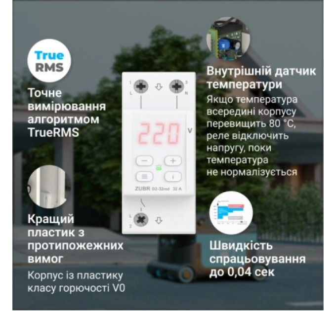 ZUBR Реле напруги ZUBR D2-63 red (4820120221736)