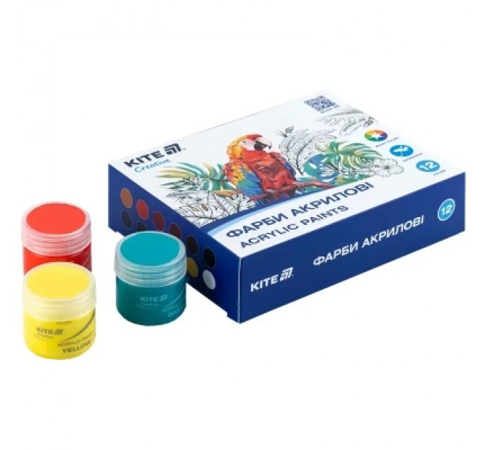 Kite Акрилові фарби Kite Creative 12 кольорів, 20 мл (K-275)