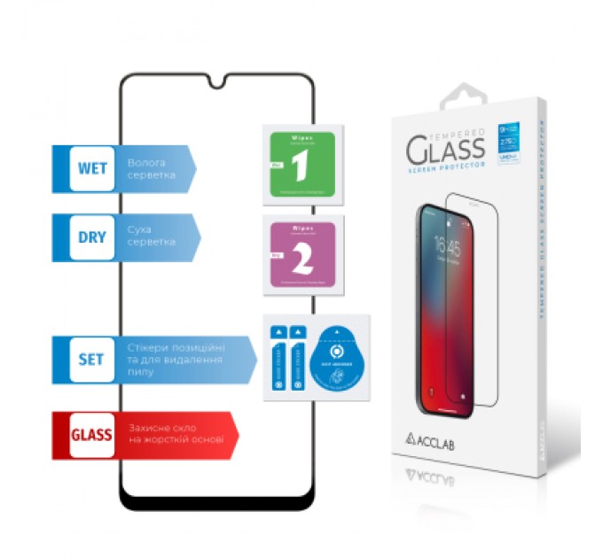 ACCLAB Скло захисне ACCLAB Full Glue Samsung M32 Black (1283126513787)