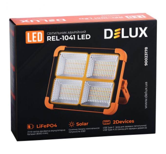 Delux Прожектор Delux REL-1041 ( 3.7V 8000mAh) 288 LED 20Вт IP65 (90023178)