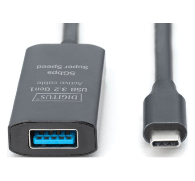 Digitus Дата кабель USB-С Male to USB-A Female 10.0m USB3.2 Gen1 Active 5G Digitus (DA-73111)