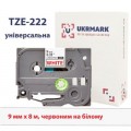 UKRMARK Стрічка для принтера етикеток UKRMARK B-T222P, ламінована, 9мм х 8м, red on white, аналог TZe222 (900553)