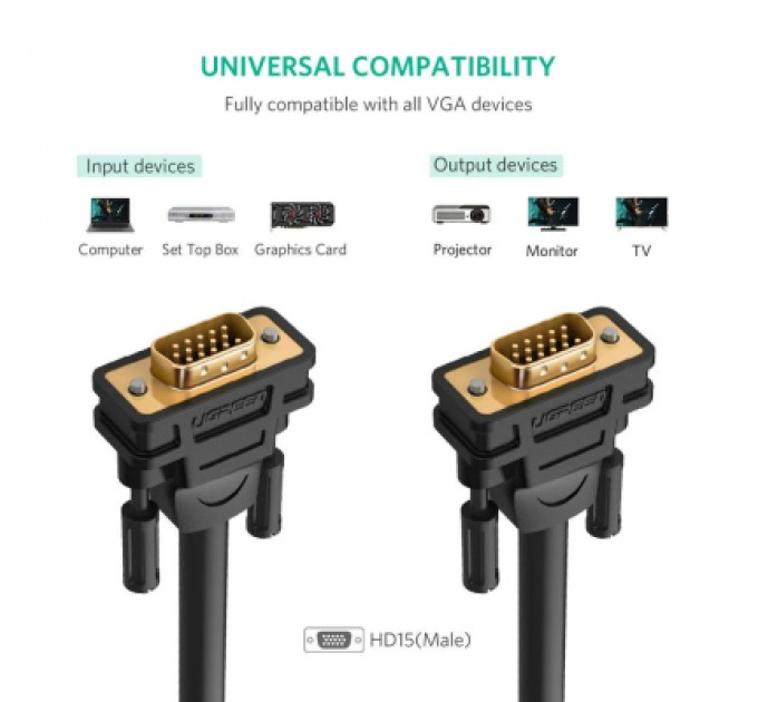 Ugreen Кабель мультимедійний VGA M to VGA M 3.0m VG101 black Ugreen (11631)
