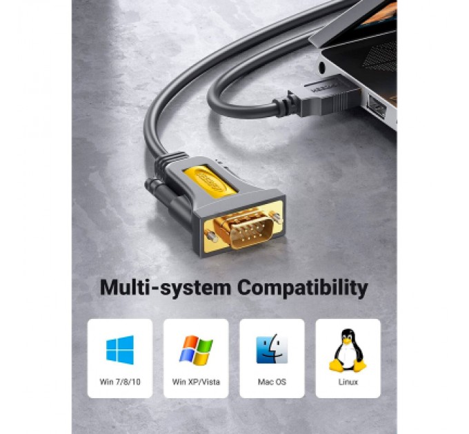 Ugreen Кабель для передачі даних USB to COM M 1.5m DB9 RS-232 CR104 black Ugreen (20211)