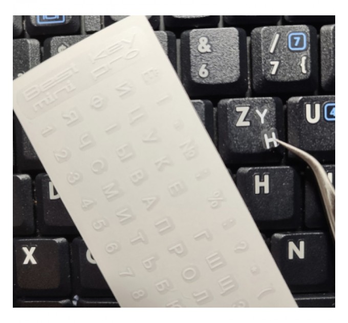 BestKey Наклейка на клавіатуру BestKey mini Pro 3,5х3мм, прозора основа, 70, білий (BKmPRO/WhiTr/050)