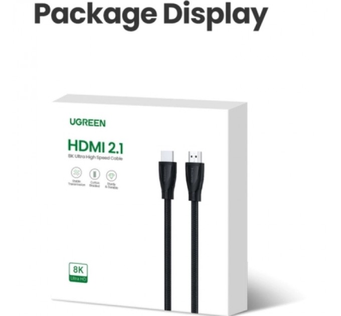 Ugreen Кабель мультимедійний HDMI M to HDMI M 2.0m braided HD140 black Ugreen (80403)