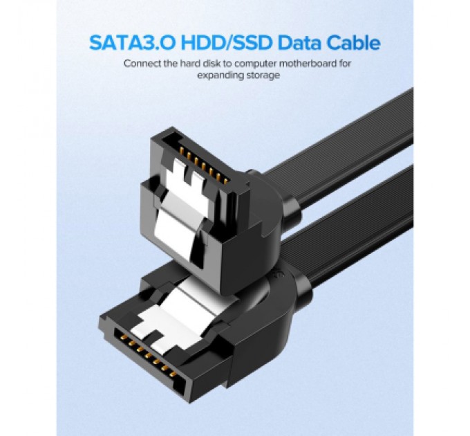 Ugreen Кабель для передачі даних SATA 3 Data Cable 0.5m 90° corner US217 Black Ugreen (30797)