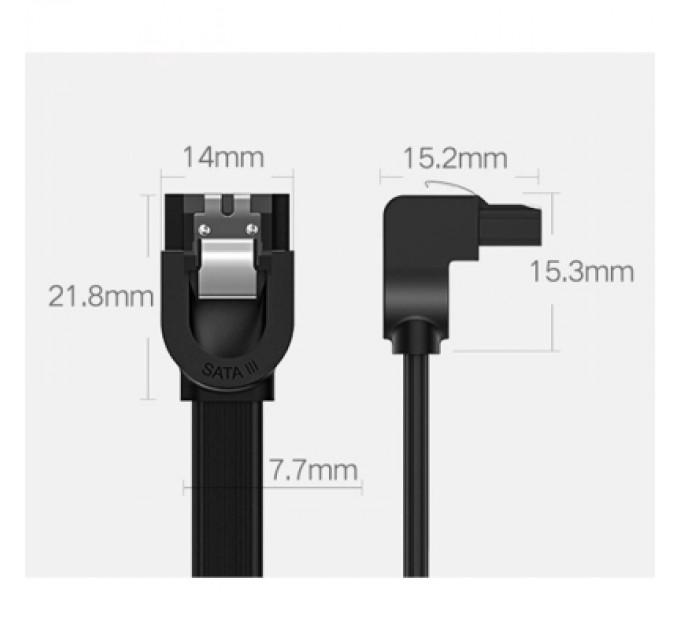 Ugreen Кабель для передачі даних SATA 3 Data Cable 0.5m 90° corner US217 Black Ugreen (30797)