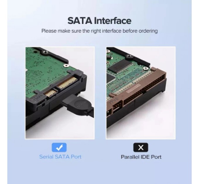 Ugreen Кабель для передачі даних SATA 3 Data Cable 0.5m US217 Black Ugreen (30796)