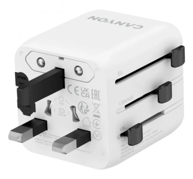 Canyon Перехідник Canyon Travel Adapter OnTour One EU/UK/US/AUS White (CNS-TA1005W)