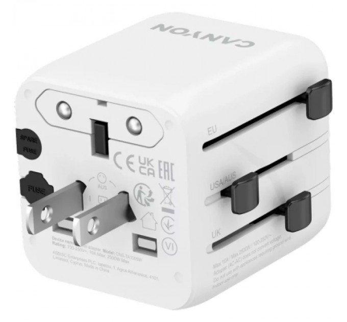 Canyon Перехідник Canyon Travel Adapter OnTour One EU/UK/US/AUS White (CNS-TA1005W)