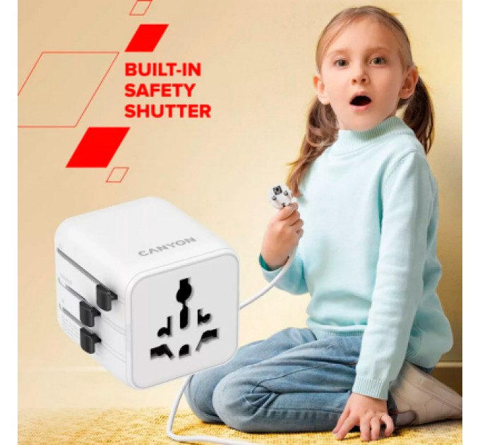 Canyon Перехідник Canyon Travel Adapter OnTour One EU/UK/US/AUS White (CNS-TA1005W)