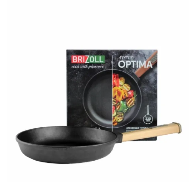 Brizoll Сковорода Brizoll Optima чавунна з ручкою 220х40 мм (O2240-P)