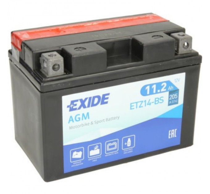 EXIDE Акумулятор автомобільний EXIDE AGM 11,2Ah (+/-) (205EN) (ETZ14-BS)