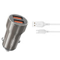 XO Зарядний пристрій XO CC48 2.4A/2 USB + microUSB Grey (XO-CC48m-GR)