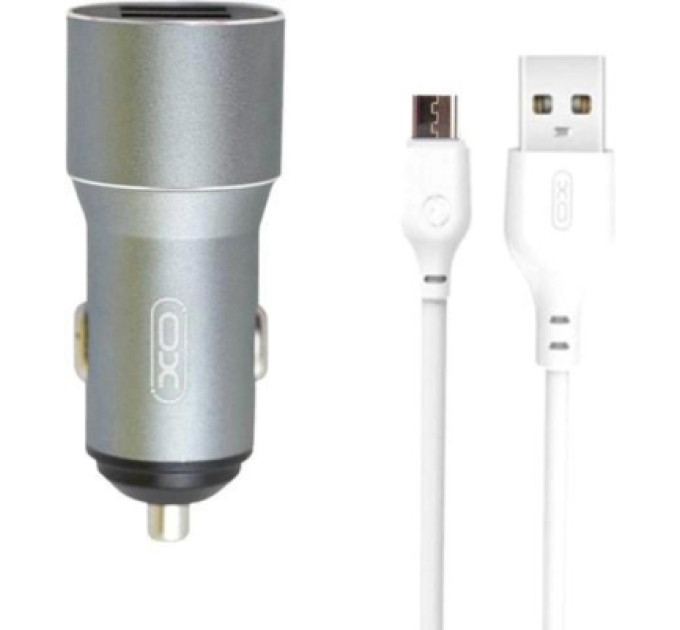 XO Зарядний пристрій XO TZ09 2.4A/2 USB + cable microUSB Grey (XO-TZ09M-GR)