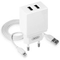 XO Зарядний пристрій XO L75 2USB/2.4A + Lightning White (XO-L75-L)