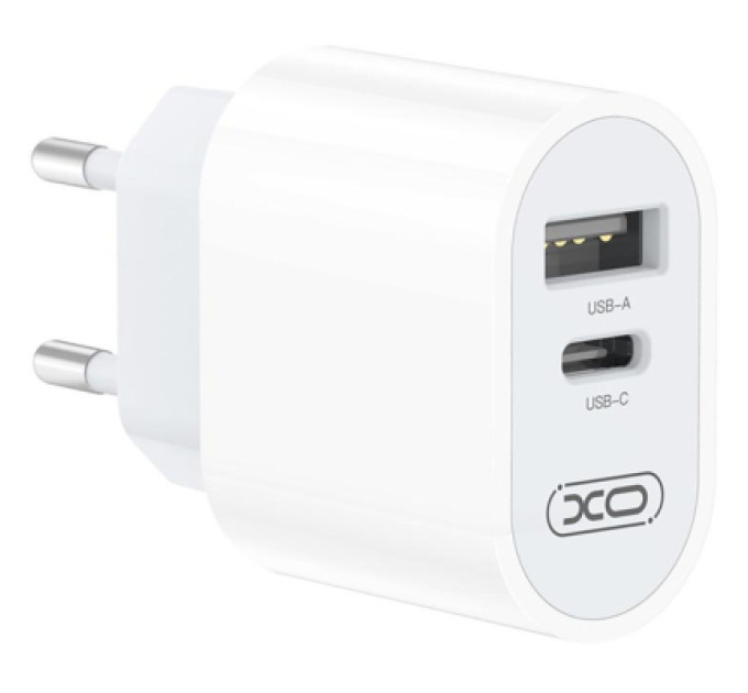 XO Зарядний пристрій XO L97 (1Type-C/1USB/2.4A) + USB - MicroUSB White (XO-L97-MC)