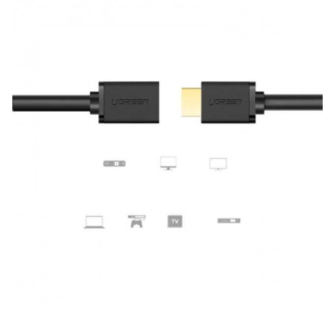 Ugreen Кабель мультимедійний HDMI M to HDMI F 1.0m HD107 black Ugreen (10141)