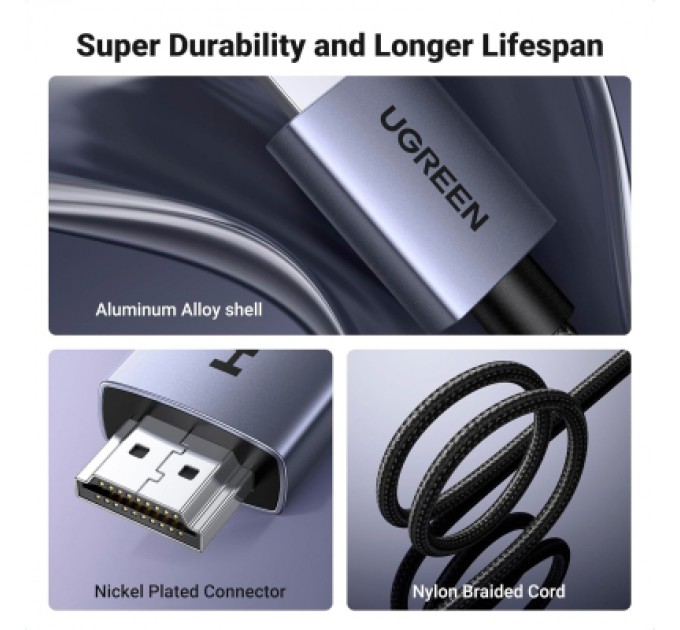 Ugreen Кабель мультимедійний HDMI M to HDMI M 3.0m V2.0 4K60Hz HD153 black Ugreen (25300)