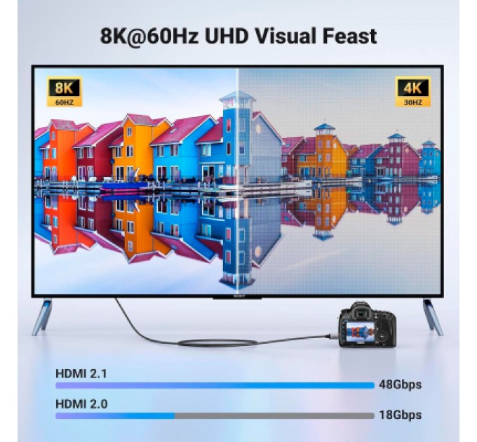 Ugreen Кабель мультимедійний HDMI M to HDMI mini M 2.0m 8K HD163 black Ugreen (15515)