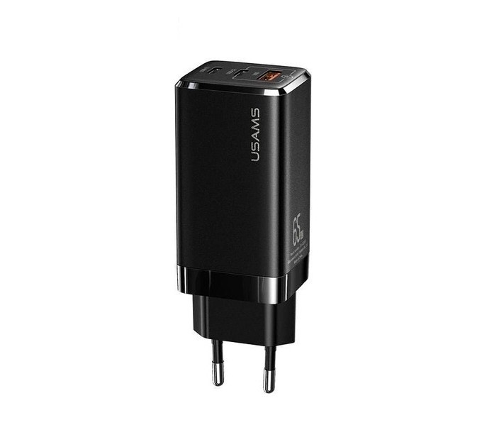 Usams Сетевое зарядное устройство Usams US-CC110 (1USB, 2USB Type-C) 65W PD + QC3.0 Black (MTXLOGTL01) + кабель USB-C - Lightning