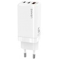 Usams Сетевое зарядное устройство Usams US-CC110 (1USB, 2USB Type-C) 65W PD + QC3.0 White (MTXLOGTL02) + кабель USB-C - Lightning