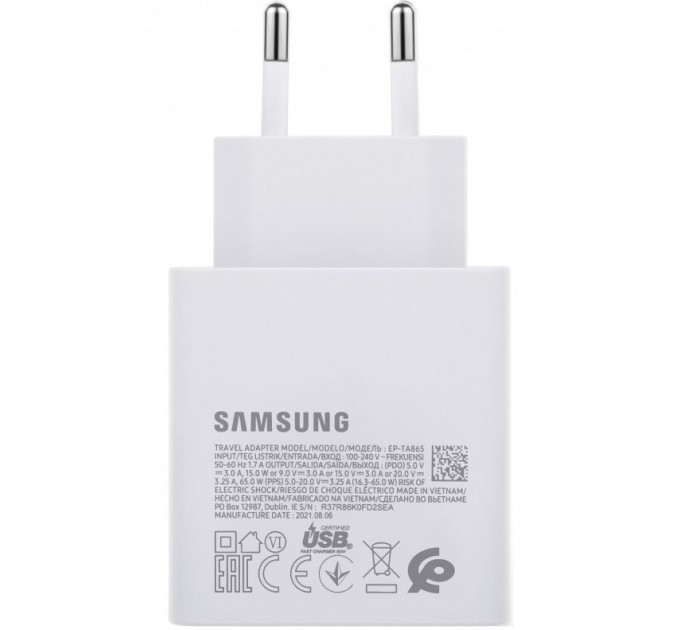 Samsung Мережевий зарядний пристрій Samsung EP-TA865 65W Type-C White (EP-TA865NWE) OEM
