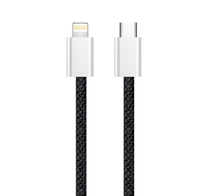 ColorWay Кабель ColorWay USB Type-C - Lightning (M/M), (braided cotton) (PD Fast Charging 27W), 2 м, Black (CW-CBPDCL068-BK)