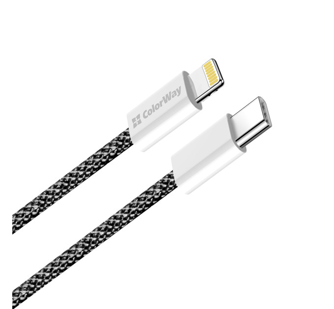ColorWay Кабель ColorWay USB Type-C - Lightning (M/M), (braided cotton) (PD Fast Charging 27W), 2 м, Black (CW-CBPDCL068-BK)