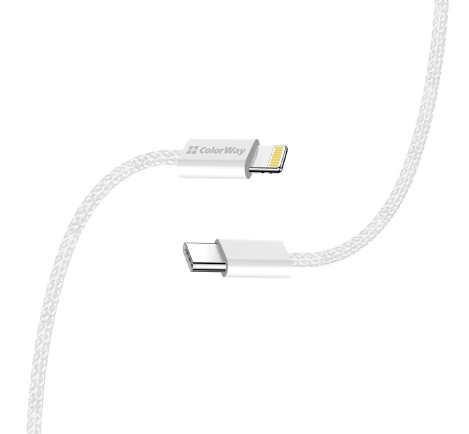 ColorWay Кабель ColorWay USB Type-C - Lightning (M/M), (braided cotton) (PD Fast Charging 27W), 2 м, Gray (CW-CBPDCL068-GR)