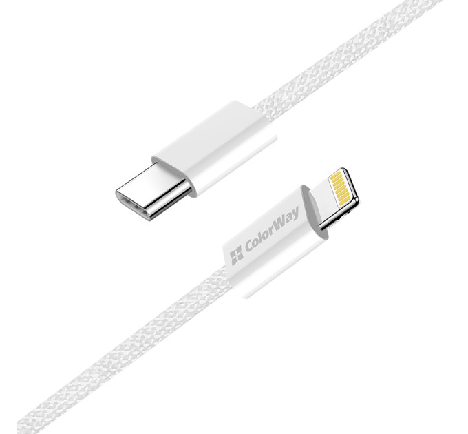 ColorWay Кабель ColorWay USB Type-C - Lightning (M/M), (braided cotton) (PD Fast Charging 27W), 2 м, Gray (CW-CBPDCL068-GR)