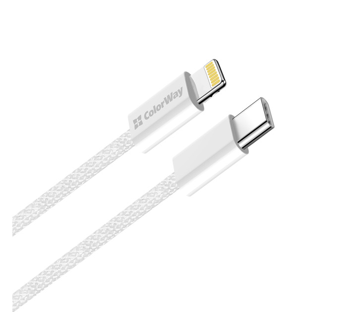 ColorWay Кабель ColorWay USB Type-C - Lightning (M/M), (braided cotton) (PD Fast Charging 27W), 2 м, Gray (CW-CBPDCL068-GR)