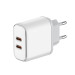 ColorWay Мережевий зарядний пристрій ColorWay Power Delivery Port PPS USB (Type-C PD + Type-C PD) (40W) White (CW-CHS048PD-WT)