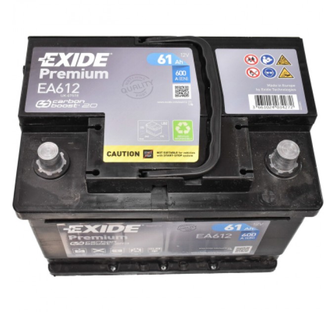 EXIDE Акумулятор автомобільний EXIDE PREMIUM 61A (EA612)