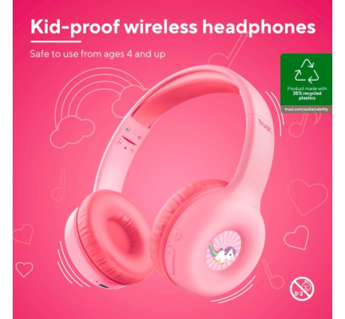 Trust Навушники Trust Nouna Kids Wireless Pink (25274)