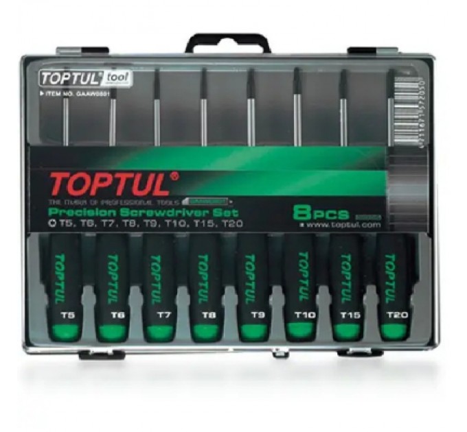 Toptul Набір викруток Toptul для точних робіт (T5-T20) 8шт. (GAAW0801)