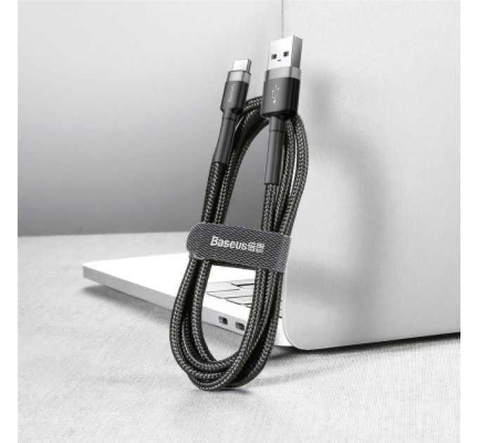 Baseus Дата кабель USB 2.0 AM to USB-C 3.0m 2A Gray-Black Baseus (CATKLF-UG1)