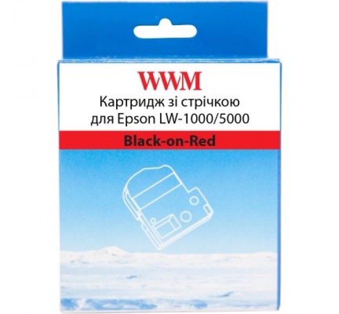 WWM Стрічка для принтера етикеток WWM для Epson LW-1000/5000 36mm х 8m Black-on-Red (WWM-SC36R)