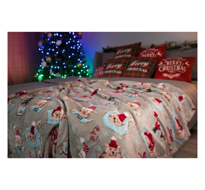 Ardesto Плед Ardesto Christmas Flannel 160х200см, 100% поліестер, різдвяні котики (ART0120PB)