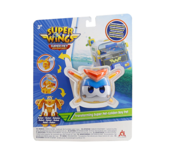 Super Wings Трансформер Super Wings Transforming Super Pet Золотий Хлопчик улюбленець (Golden Boy pet) (EU770644)