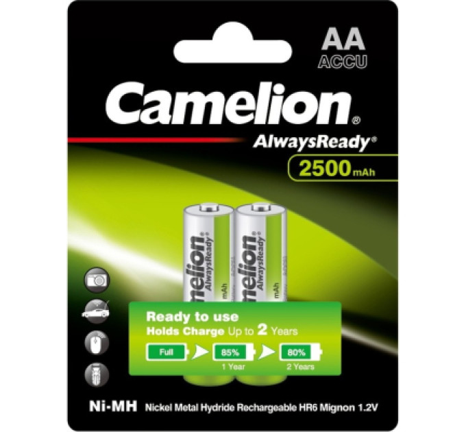 Camelion Акумулятор Camelion AA 2500mAh Ni-MH AlwaysReady * 2 R6-2BL (NH-АA2500АRBP2)