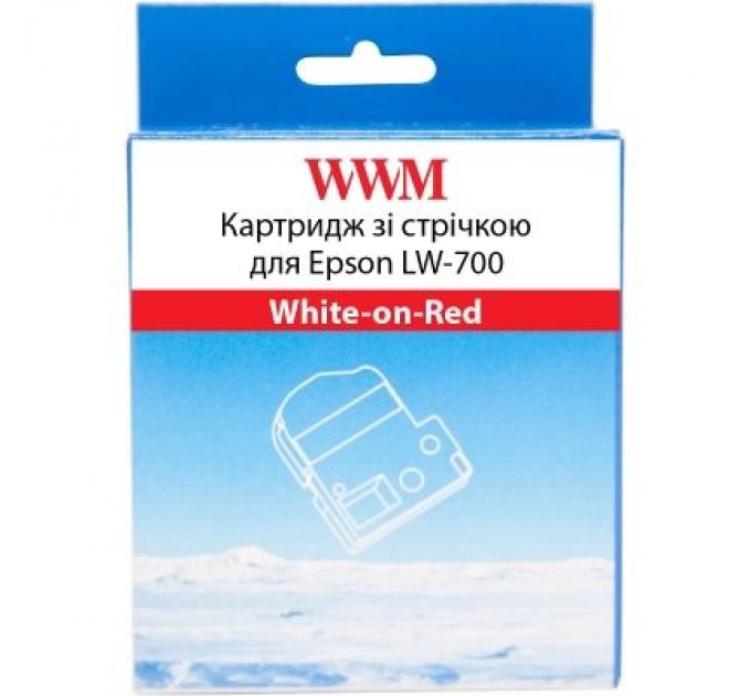 Стрічка для принтера етикеток WWM для Epson LW-700 24mm х 8m White-on-Red (WWM-SD24R)