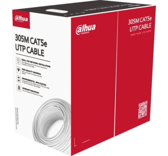 Dahua Кабель мережевий Dahua UTP 305м, cat.5e, CU, 4*2*0,5, PVC (DH-PFM920I-5EU-U)