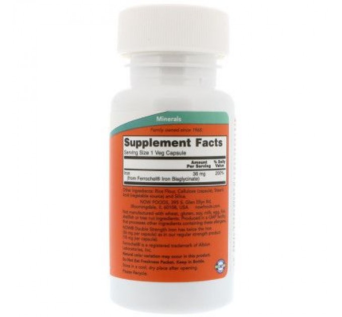 Now Foods Мінерали Now Foods Залізо, Iron, 36 мг, 90 капсул (NOW-01444)