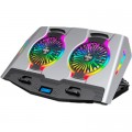IceCoorel Підставка до ноутбука IceCoorel 10-18", 2*125mm 1400 RPM, 2*USB, + LCD display, 461x298x52mm, Silver (N9S)